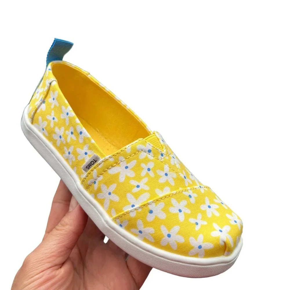 Toms Little Girls‎ Alpargata Shoes Size 12-13 Yellow Slip on Lightweight & Comfy